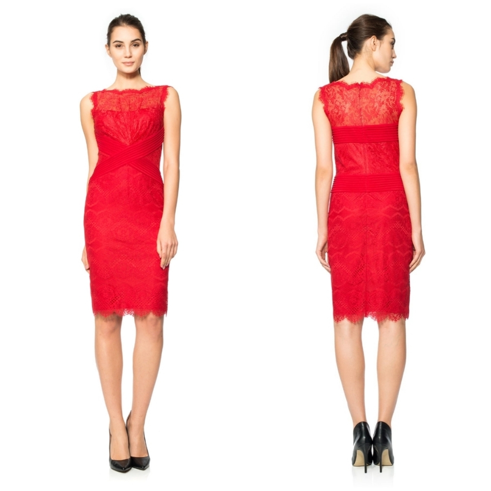 NWT Tadashi Shoji Chantilly Lace Boatneck Sheath Dress